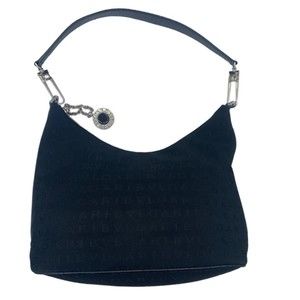 Bvlgari Logomania Black Canvas Leather Handbag Shoulder Bag One Size